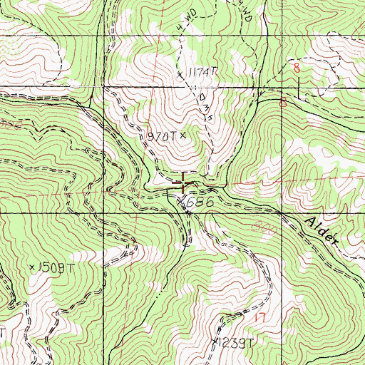 Topographic Map of North Fork Alder Creek, CA