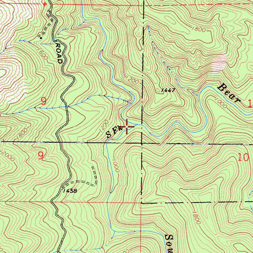 Topographic Map of North Fork Bear Creek, CA