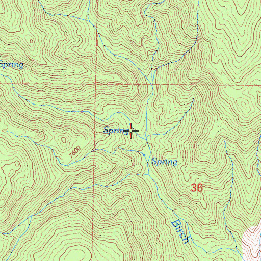 Topographic Map of North Fork Birch Creek, CA