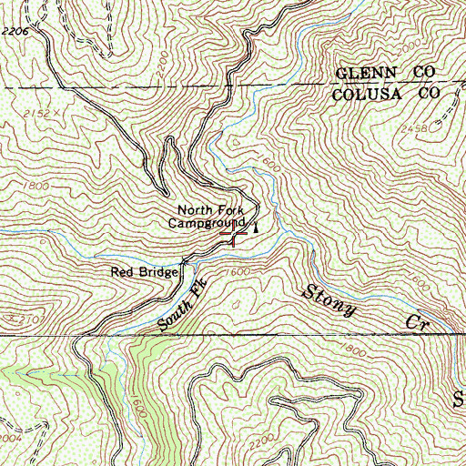 Topographic Map of North Fork Campground, CA