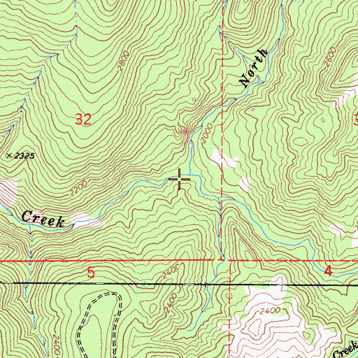 Topographic Map of North Fork Cedar Creek, CA