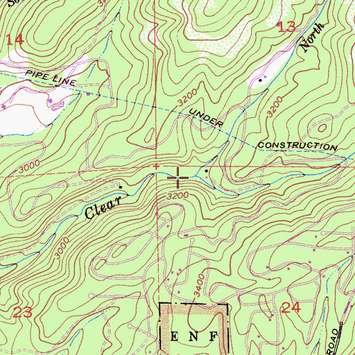 Topographic Map of North Fork Clear Creek, CA