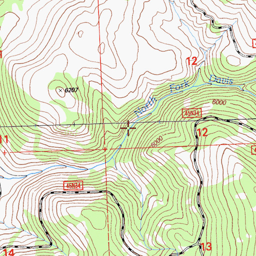 Topographic Map of North Fork Davis Creek, CA