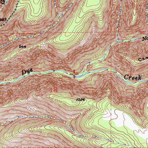 Topographic Map of North Fork Dye Creek, CA