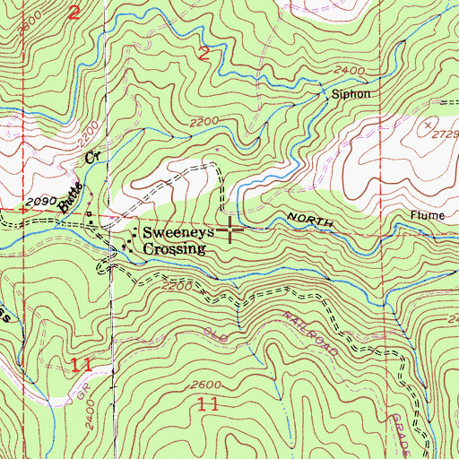 Topographic Map of North Fork Extension Ditch, CA