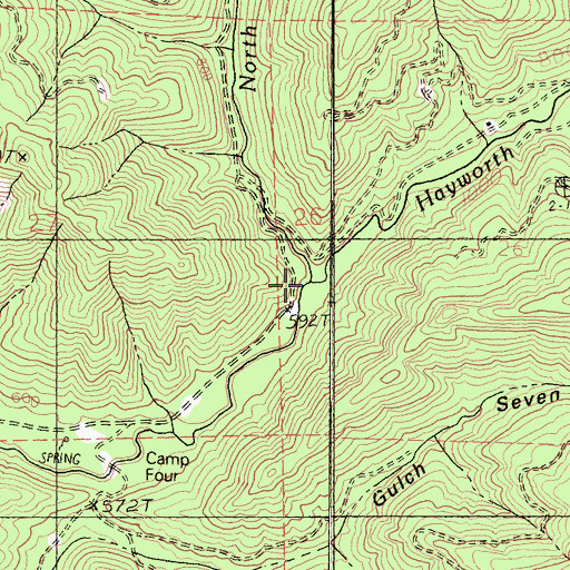 Topographic Map of North Fork Hayworth Creek, CA