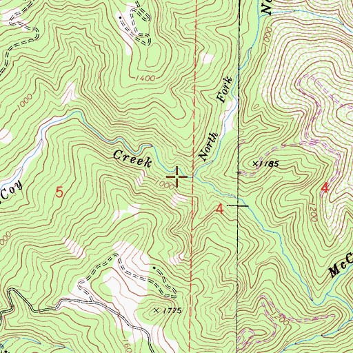 Topographic Map of North Fork McCoy Creek, CA