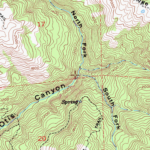 Topographic Map of North Fork Otis Canyon, CA