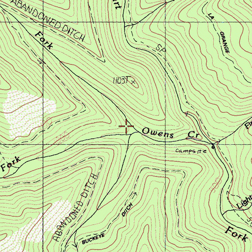 Topographic Map of North Fork Owens Creek, CA