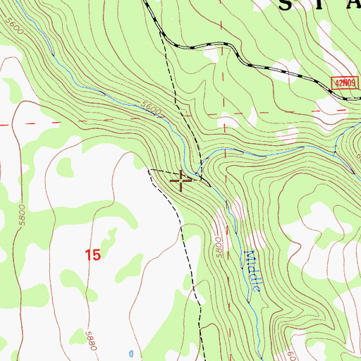 Topographic Map of North Fork Pine Creek, CA