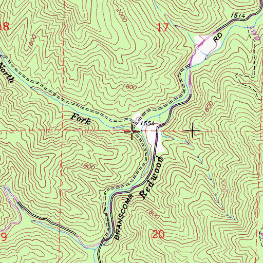 Topographic Map of North Fork Redwood Creek, CA