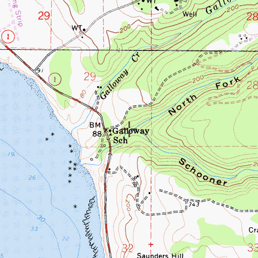 Topographic Map of North Fork Schooner Gulch, CA