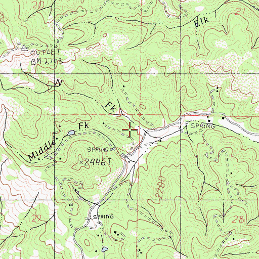 Topographic Map of North Fork String Creek, CA