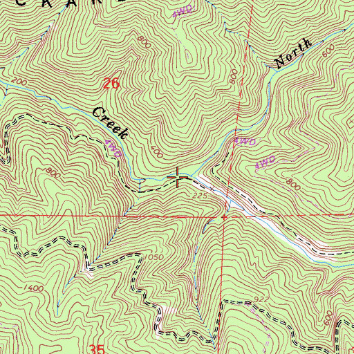 Topographic Map of North Fork Wages Creek, CA