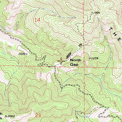 Topographic Map of North Gap, CA