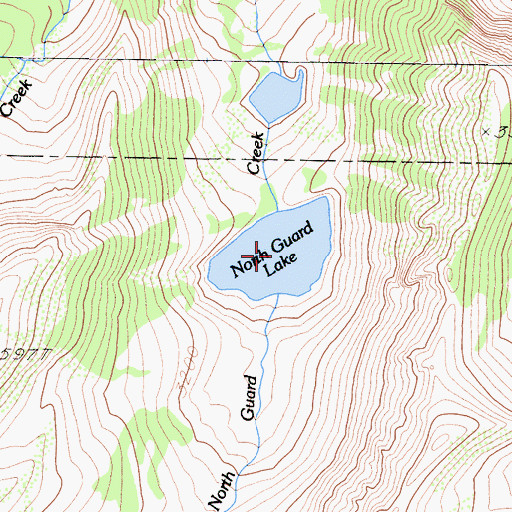 Topographic Map of North Guard Lake, CA