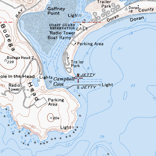 Topographic Map of North Jetty, CA