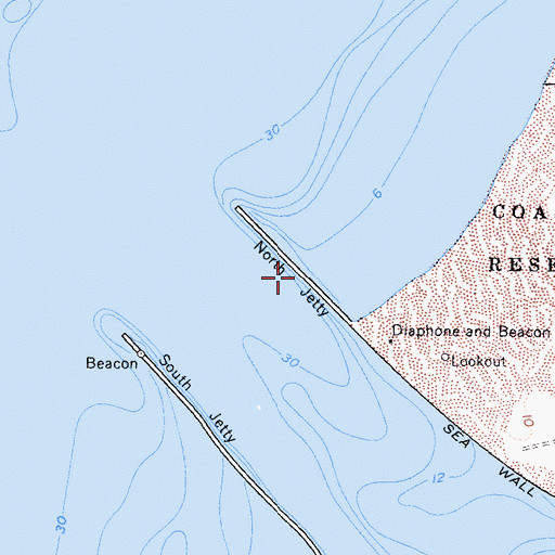 Topographic Map of North Jetty, CA