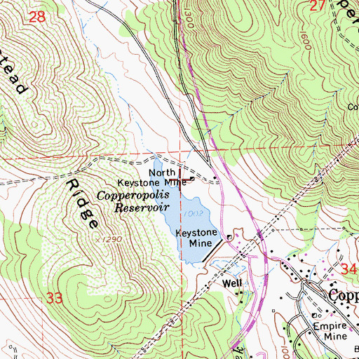 Topographic Map of North Keystone Mine, CA