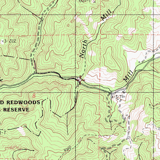 Topographic Map of North Mill Creek, CA