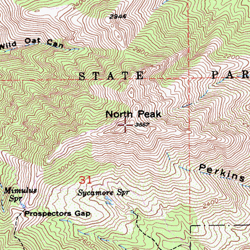 Topographic Map of North Peak, CA