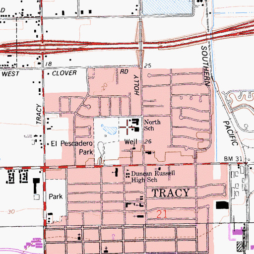 Topographic Map of North Elementary School, CA