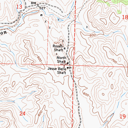 Topographic Map of North Shaft, CA