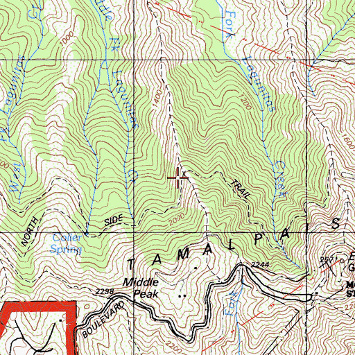 Topographic Map of North Side Trail, CA