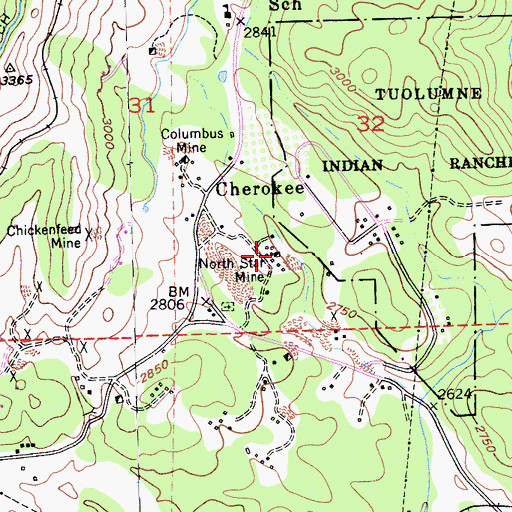 Topographic Map of North Star Mine, CA