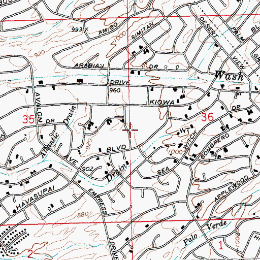 Topographic Map of Havasupai Elementary School, AZ