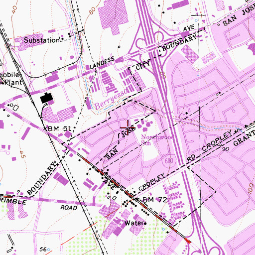 Topographic Map of Northwood Elementary School, CA