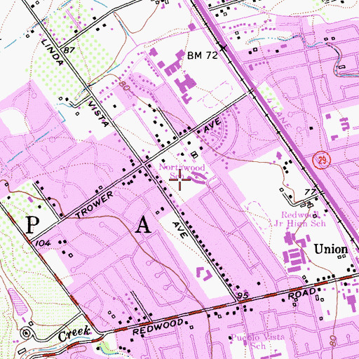 Topographic Map of Northwood Elementary School, CA