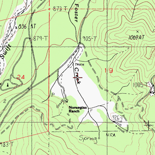 Topographic Map of Norwegian Ranch, CA