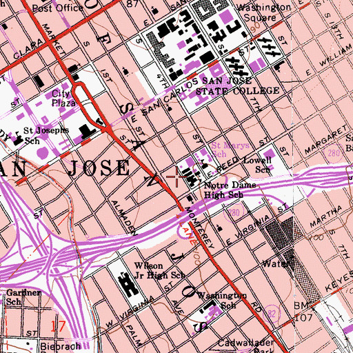 Topographic Map of Notre Dame High School, CA