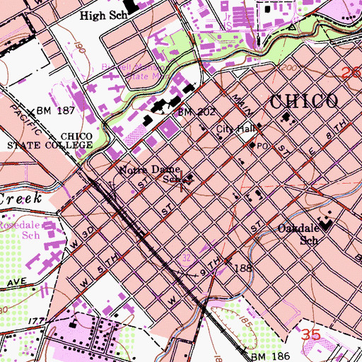 Topographic Map of Notre Dame School, CA