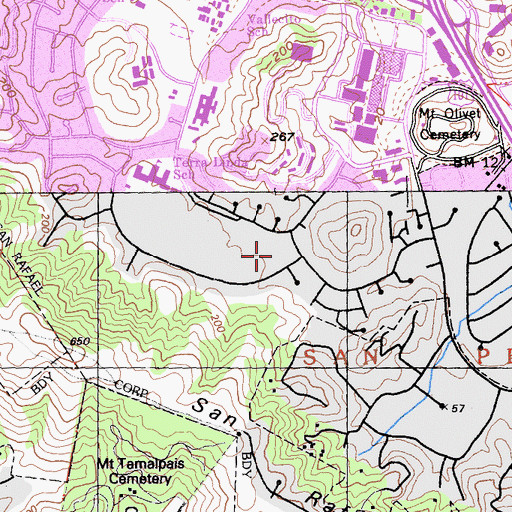 Topographic Map of Nova Albion School, CA
