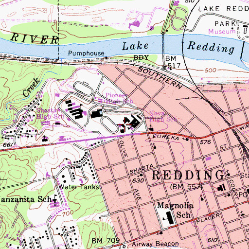 Topographic Map of Nova High School (historical), CA