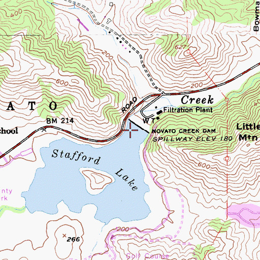 Topographic Map of Novato Creek Dam, CA