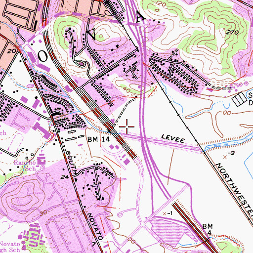 Topographic Map of Novato Valley, CA