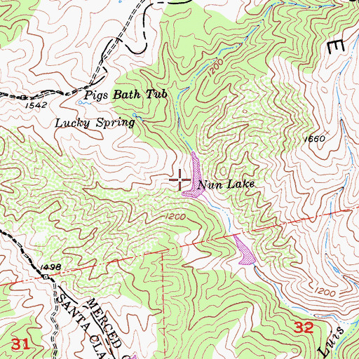 Topographic Map of Nun Lake, CA