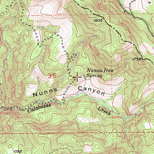 Topographic Map of Nunns Iron Spring, CA