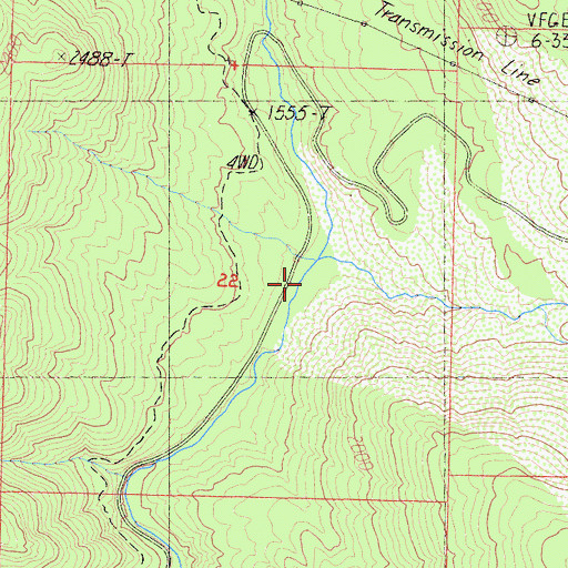 Topographic Map of Nutmeg Creek, CA