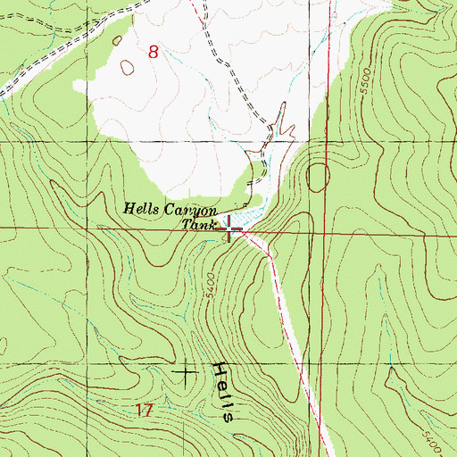 Topographic Map of Hells Canyon Tank, AZ