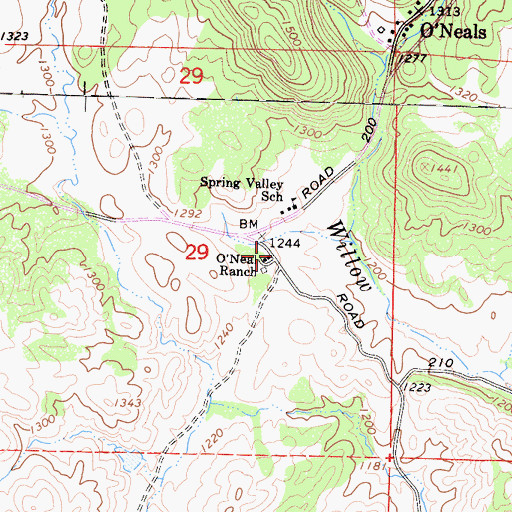 Topographic Map of O'Neal Ranch, CA