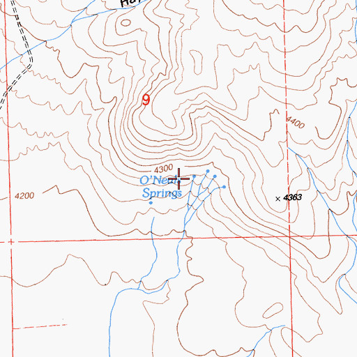 Topographic Map of O'Neals Springs, CA