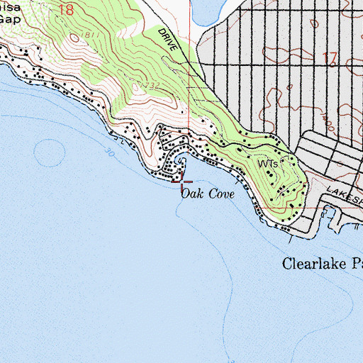 Topographic Map of Oak Cove, CA