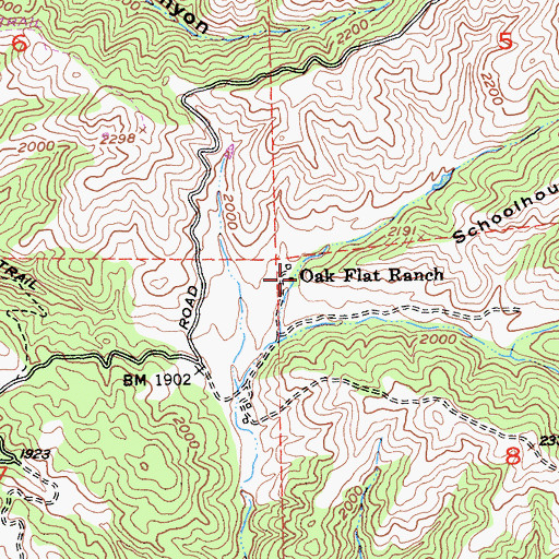 Topographic Map of Oak Flat Ranch, CA