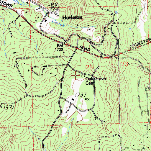 Topographic Map of Oak Grove Cemetery, CA