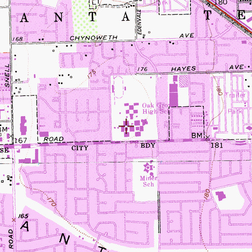 Topographic Map of Oak Grove High School, CA