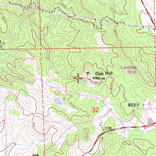 Topographic Map of Oak Hill Mine, CA